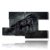 cuadro caballo negro en su poder y majestad - version: 8 pannelli 173x100cm