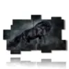 painting black horse in its power and majesty - version: 11 pannelli 182x115cm
