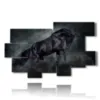 painting black horse in its power and majesty - version: 10 pannelli 186x115cm