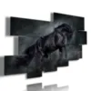 Painting of a black horse in its power and majesty.