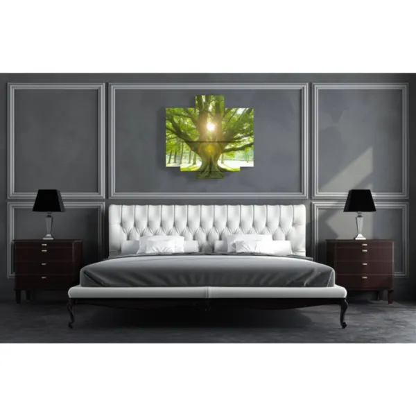 paintings with trees and the sun