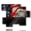 painting birds of prey and american flag - version: 6 pannelli 127x102cm