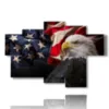 painting birds of prey and american flag - version: 6 pannelli 136x91cm