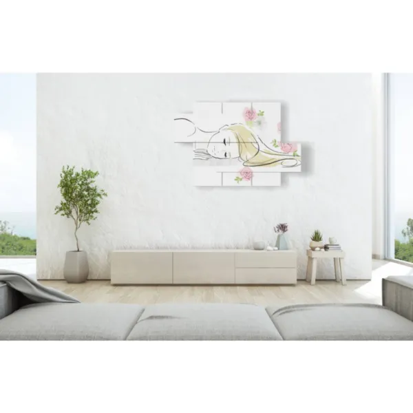 tableaux de femmes dans un jardin, style minimaliste