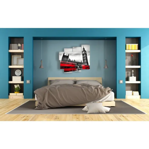 quadro con foto autobus rosso