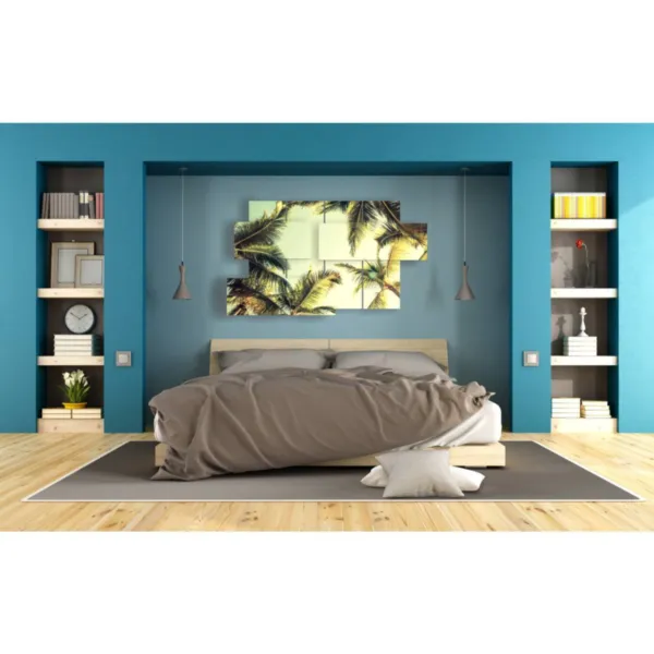 mobiliario con cuadros de árboles en relieve