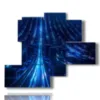 painting with abstract modern prints of blue light stree - version: 5 pannelli 120x99cm