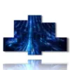 painting with abstract modern prints of blue light stree - version: 6 pannelli 135x85cm