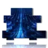 painting with abstract modern prints of blue light stree - version: 10 pannelli 171x127cm
