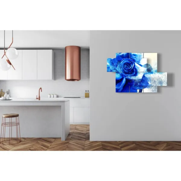 Decorative piece with a pink and blue painting