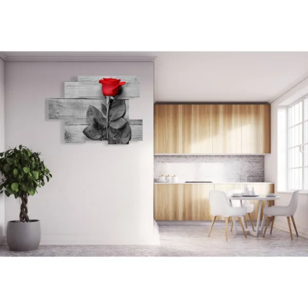 Decor with a red-pink picture.