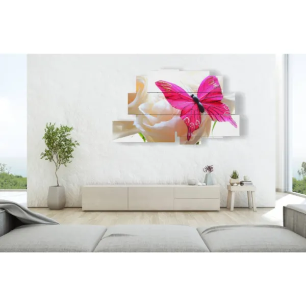 Tableaux avec des fleurs et des papillons pour chambre