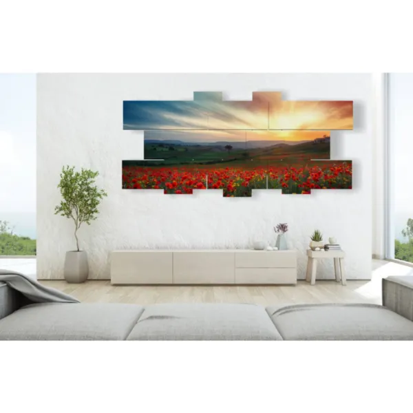 Paintings of poppies at sunset