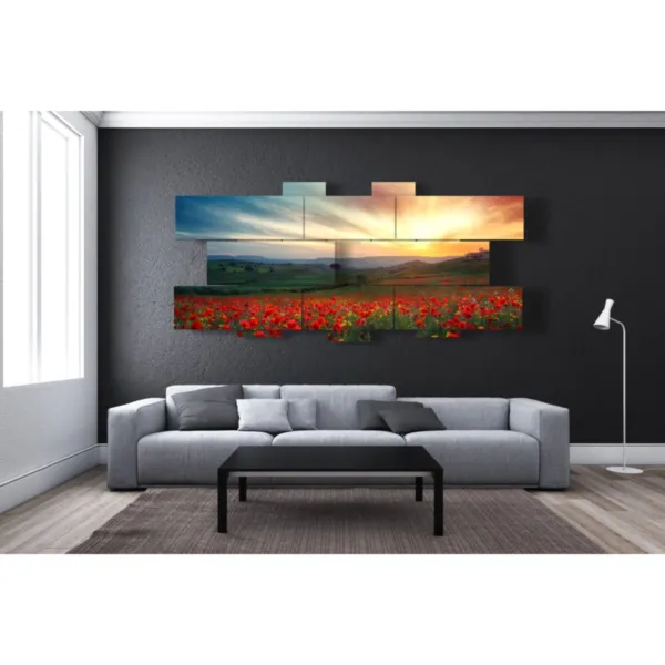 Decoración de amapolas al atardecer