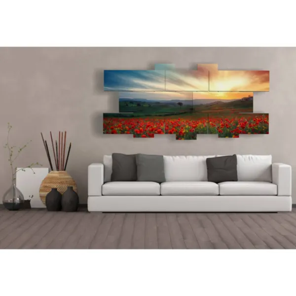 Furniture with a photo of poppies at sunset