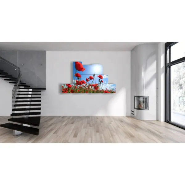 Print of red poppies on canvas