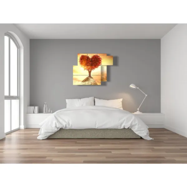 Modern paintings with red hearts