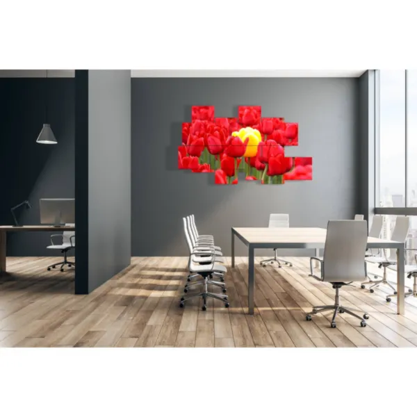 Gemälde mit roten und gelben Tulpen