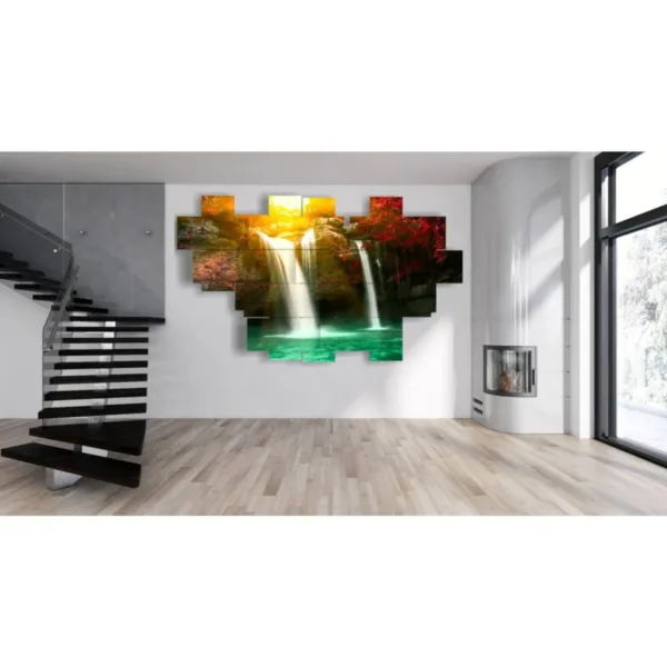 Interior design with a flowing waterfall motion