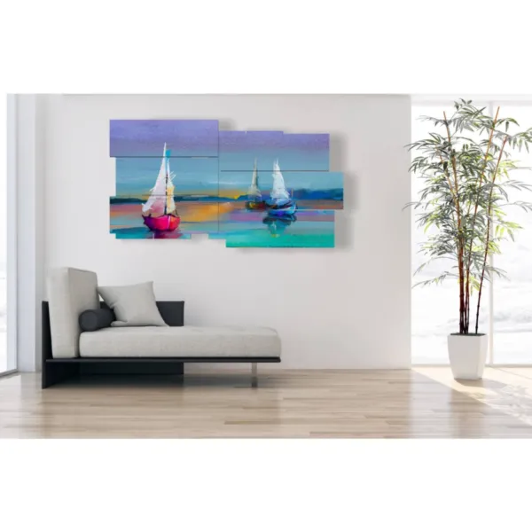 Paintings of boats in artwork