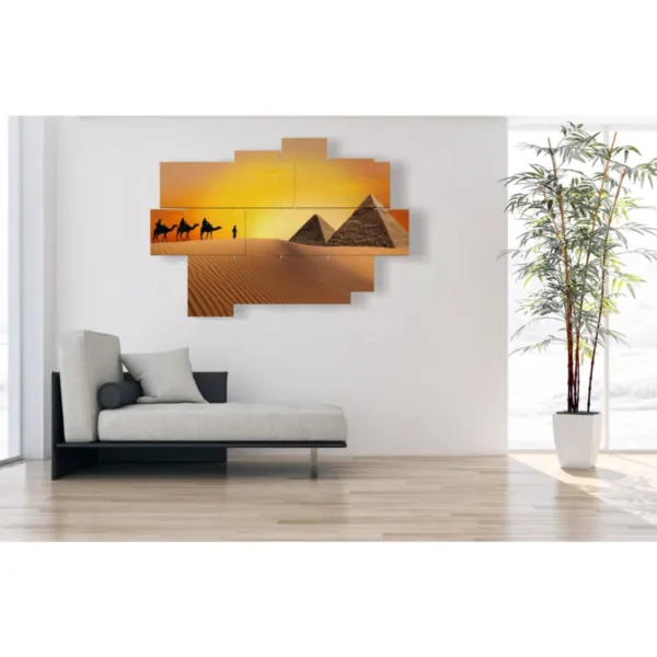 Ancient Egyptian paintings at sunset