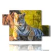 painting with tiger in portrait - version: 5 pannelli 128x85cm