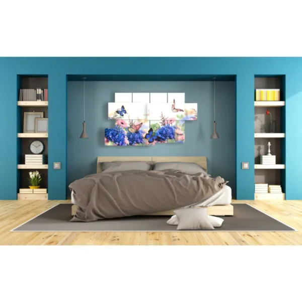 paintings of colorful flowers and butterflies