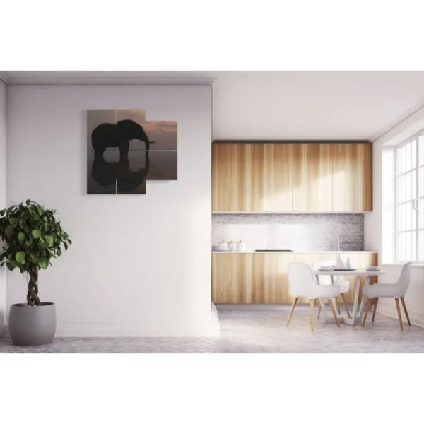 Quadro con foto elefante all'orizzonte