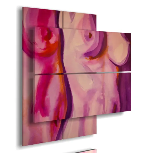 Paintings featuring stylized women celebrating the beauty of the