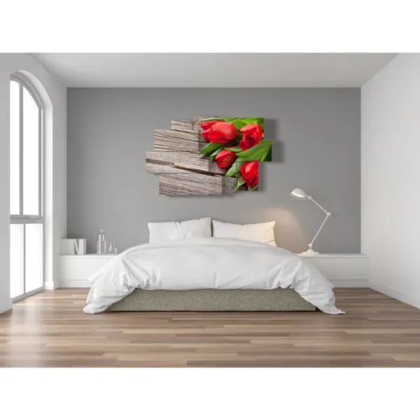 Paintings of red tulip flowers.