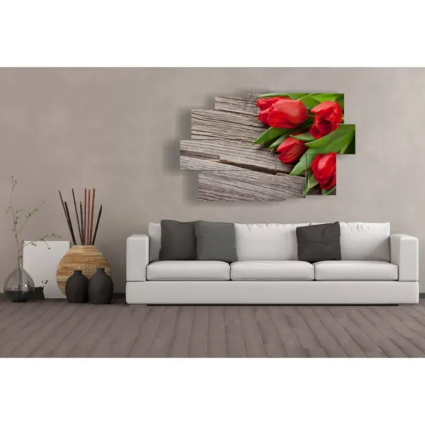 Painting of red tulip flowers