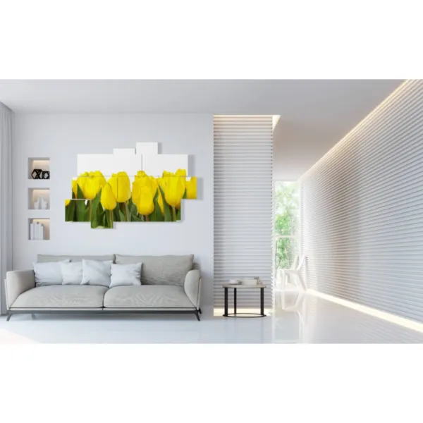 Print sun-colored tulips.