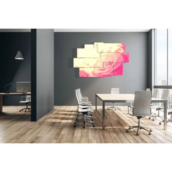 cuadro de flores de rosas en rosa