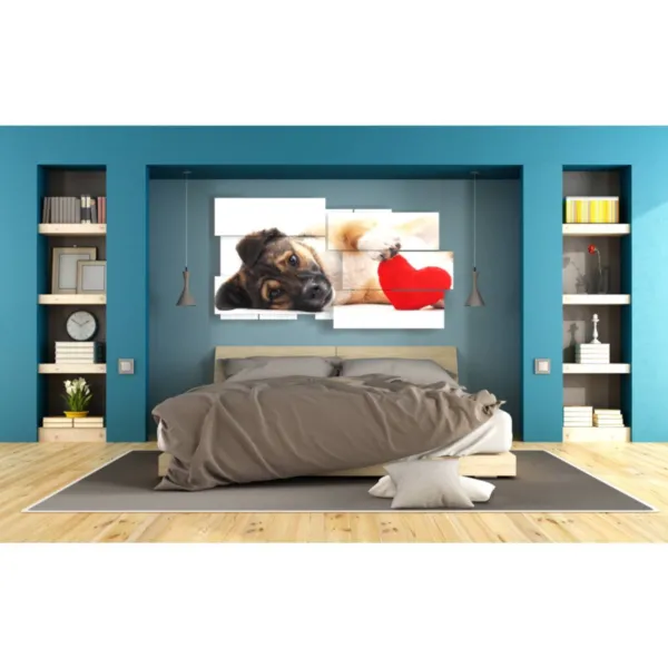 Paintings of a dog and a heart