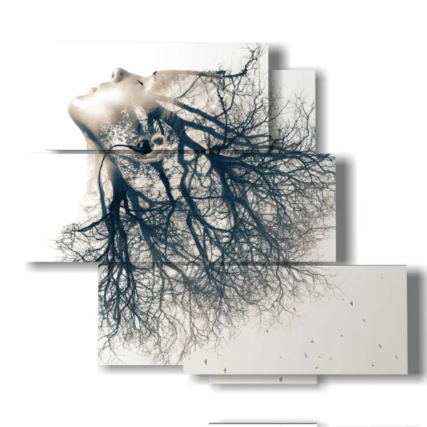 Black and white paintings of women