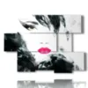 paintings images women with black feathers - version: 6 pannelli 129x94cm