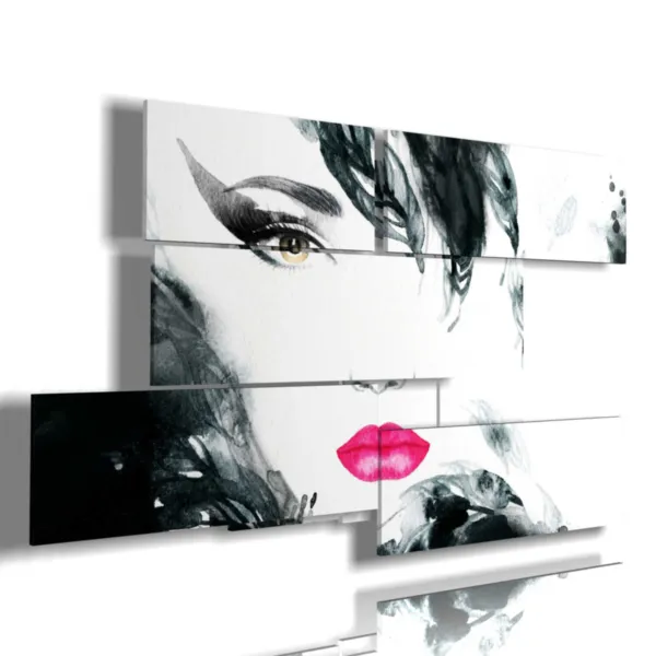 Cuadros, imágenes de mujeres con plumas negras