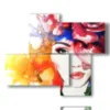 paintings women with hat of flowers - version: 4 pannelli 94x77cm