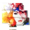 cuadros de mujer con sombrero de flores - version: 6 pannelli 113x99cm