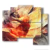 painting with yellow and red abstract painted images - version: 5 pannelli 89x77cm