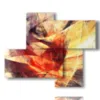 painting with yellow and red abstract painted images - version: 4 pannelli 94x77cm