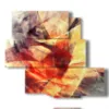 painting with yellow and red abstract painted images - version: 5 pannelli 104x92cm