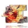 painting with yellow and red abstract painted images - version: 6 pannelli 129x94cm