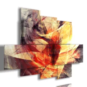 tableau avec des images de peintures abstraites jaunes et rouges