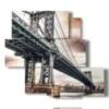 tableau majestueux du pont de brooklyn - version: 5 pannelli 104x92cm