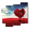 bild rotes herz im baum - version: 5 pannelli 106x98cm