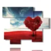 tableau coeur rouge dans l arbre - version: 6 pannelli 127x102cm