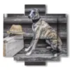 tableau de chien antique avec valise et chapeau - version: 5 pannelli 89x85cm