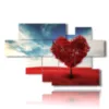 quadro cuore rosso nell albero - version: 8 pannelli 178x111cm