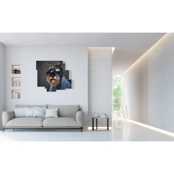 Décoration de mur avec des chiens portant des lunettes